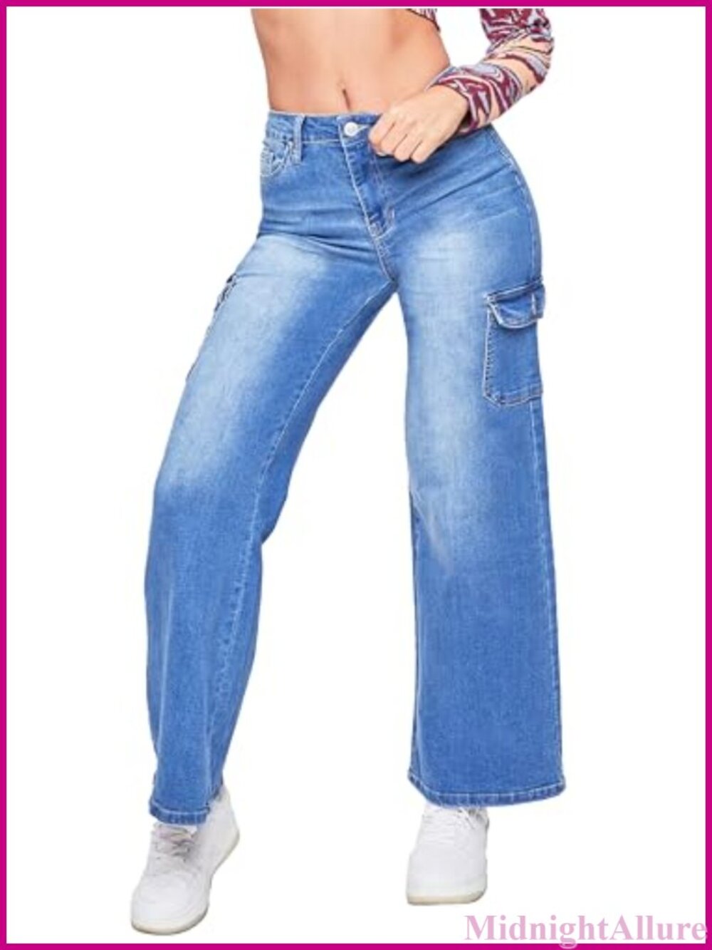 Wide Leg Cargo Skater Jeans High Rise Relaxed Fit